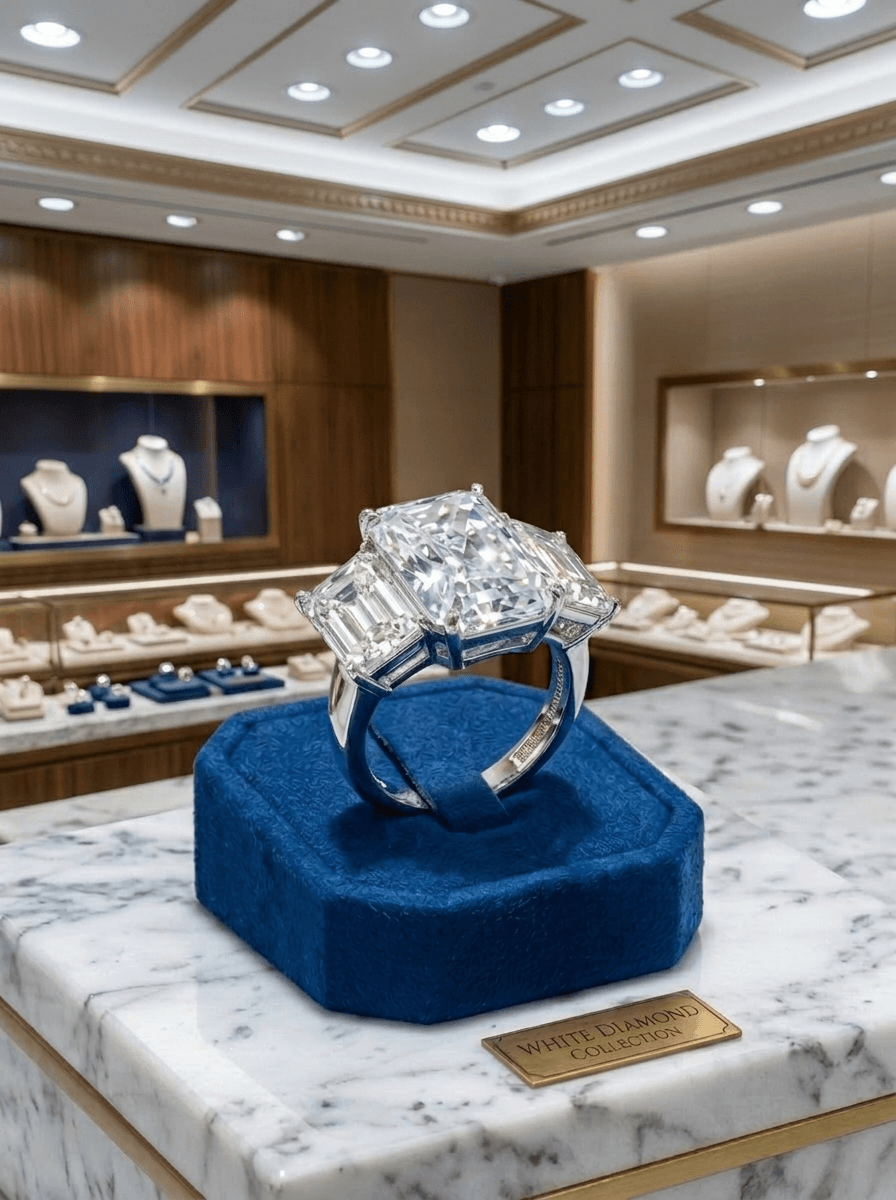 화이트 다이아몬드 마담링 · 바게트컷 화이트 랩다이아몬드 3ct + 1.5ct